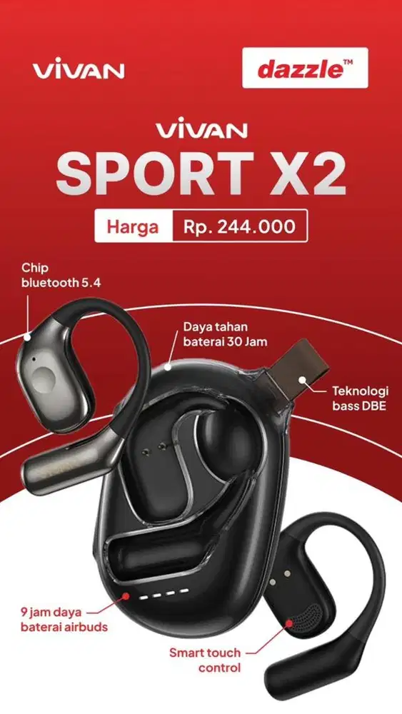 HEADSET NIRKABEL VIVAN SPORT X2