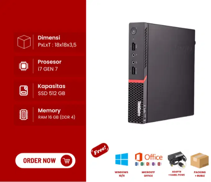 KOMPUTER MINI PC LENOVO M710Q INTEL CORE i3 GEN 7 BERGARANSI DL-SUR