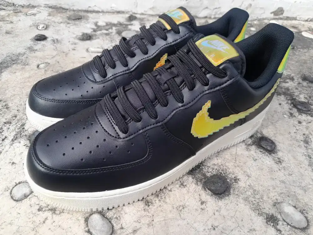 Sepatu Nike Air Force 1 Low Iridescent Black White Multicolor Original