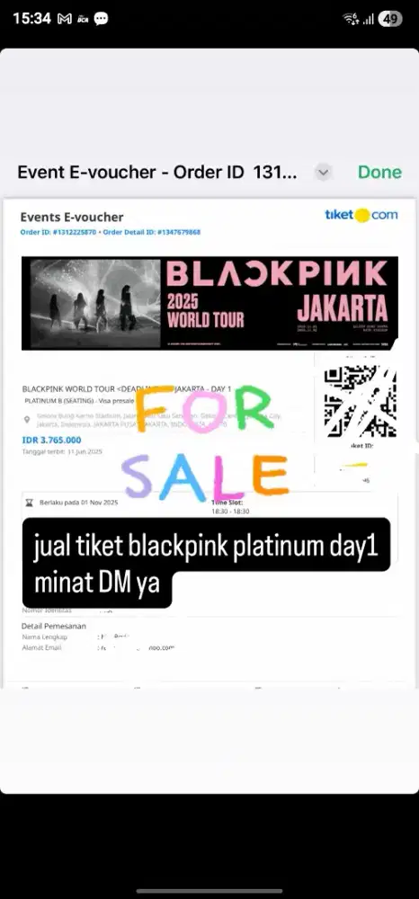 Tiket konser blackpink black pink concert ticket day 1
