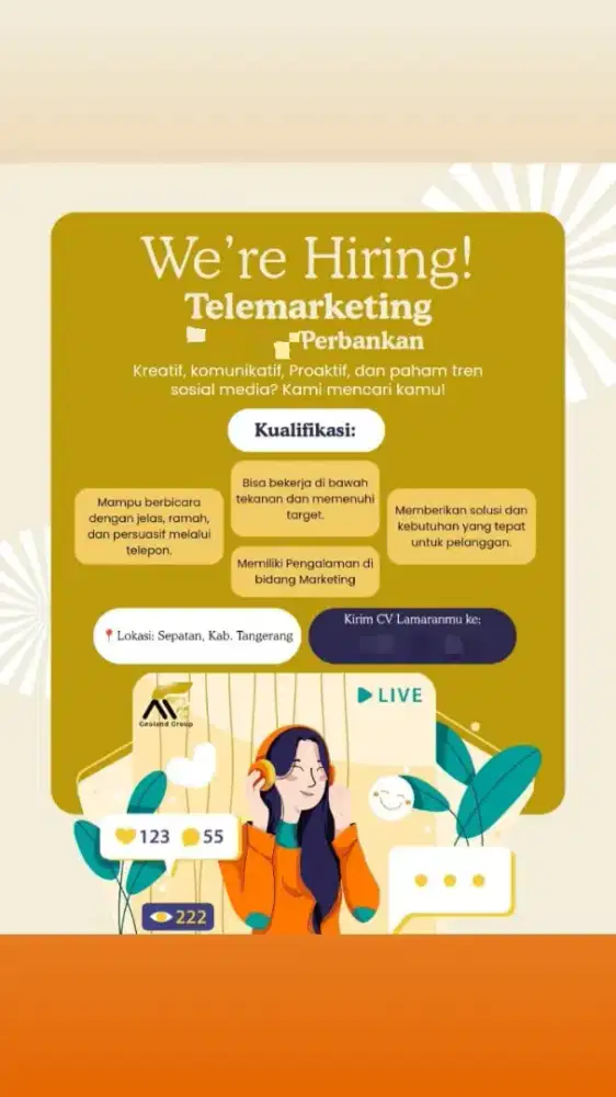 LOWONGAN KERJA DIBUTUHKAN SEGERA TERBATAS