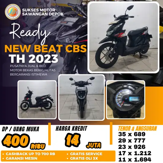 CASH KREDIT DP 400 HONDA BEAT NEW CBS TH 2023 UNIT MULUS BERGARANSI