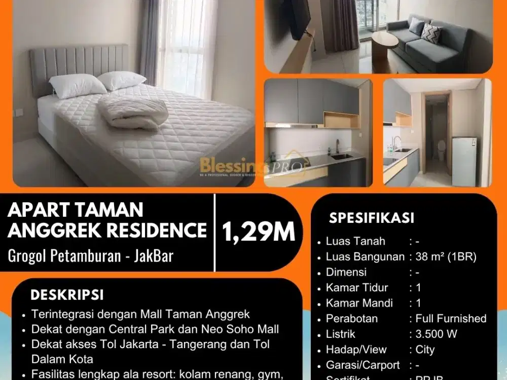 DIJUAL APARTEMEN TAMAN ANGGREK RESIDENCE JAKBAR