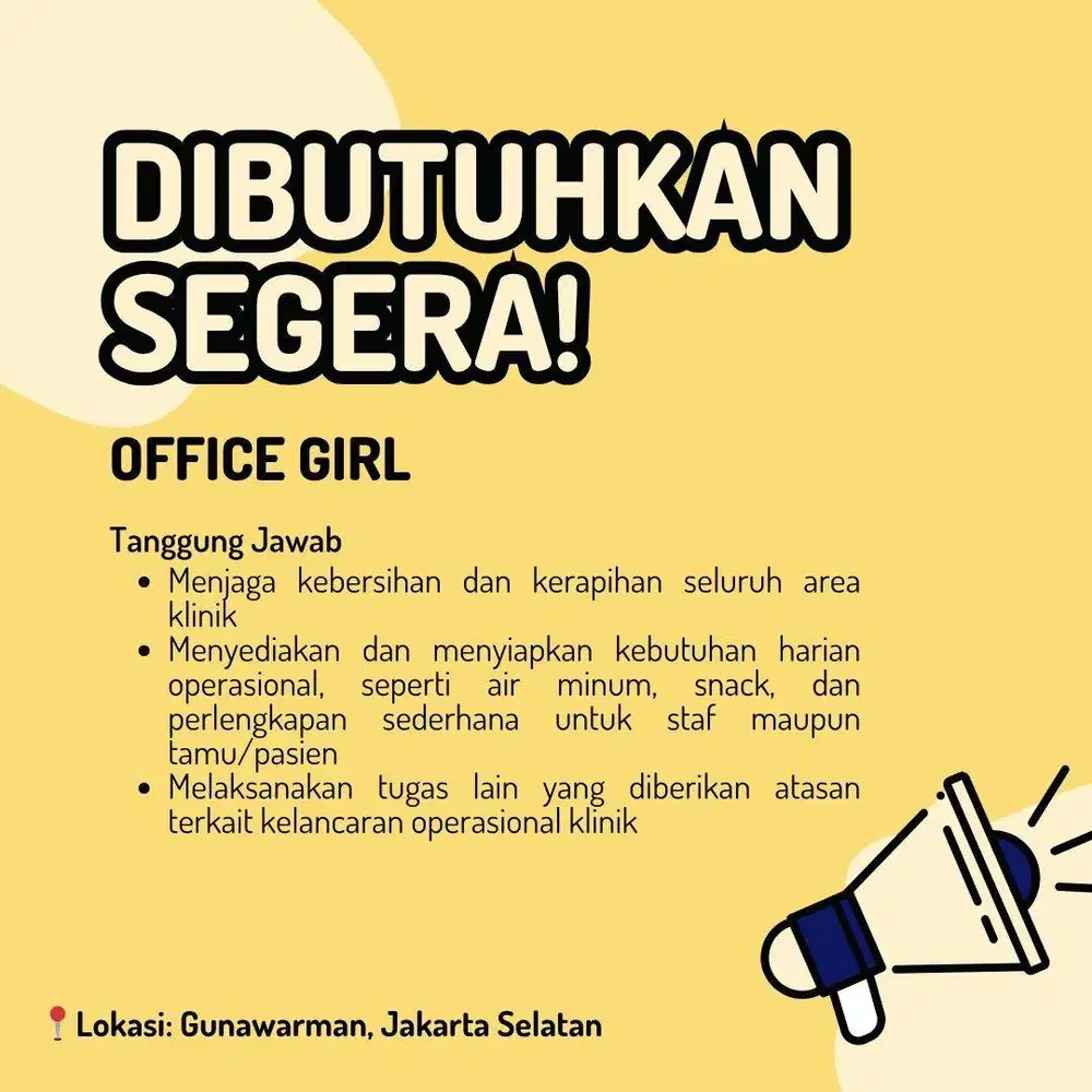 LOWONGAN PEKERJAAN OFFICE GIRL DI KLINIK KECANTIKAN