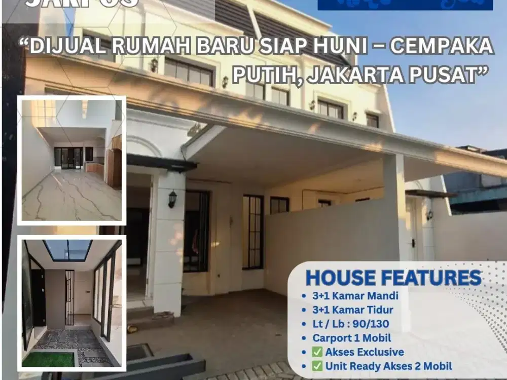 DIJUAL RUMAH BARU SIAP HUNI READY 2 UNIT – CEMPAKA PUTIH, JAKARTA PUSAT AKSES PRIVATE ZN65
