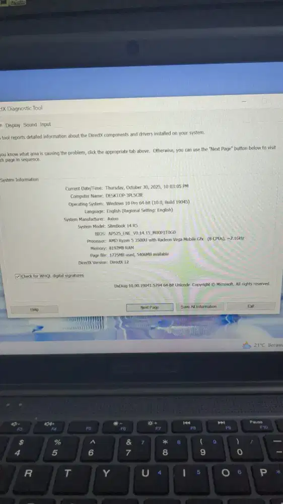 Laptop Axioo Slimbook Ryzen 5 3500u