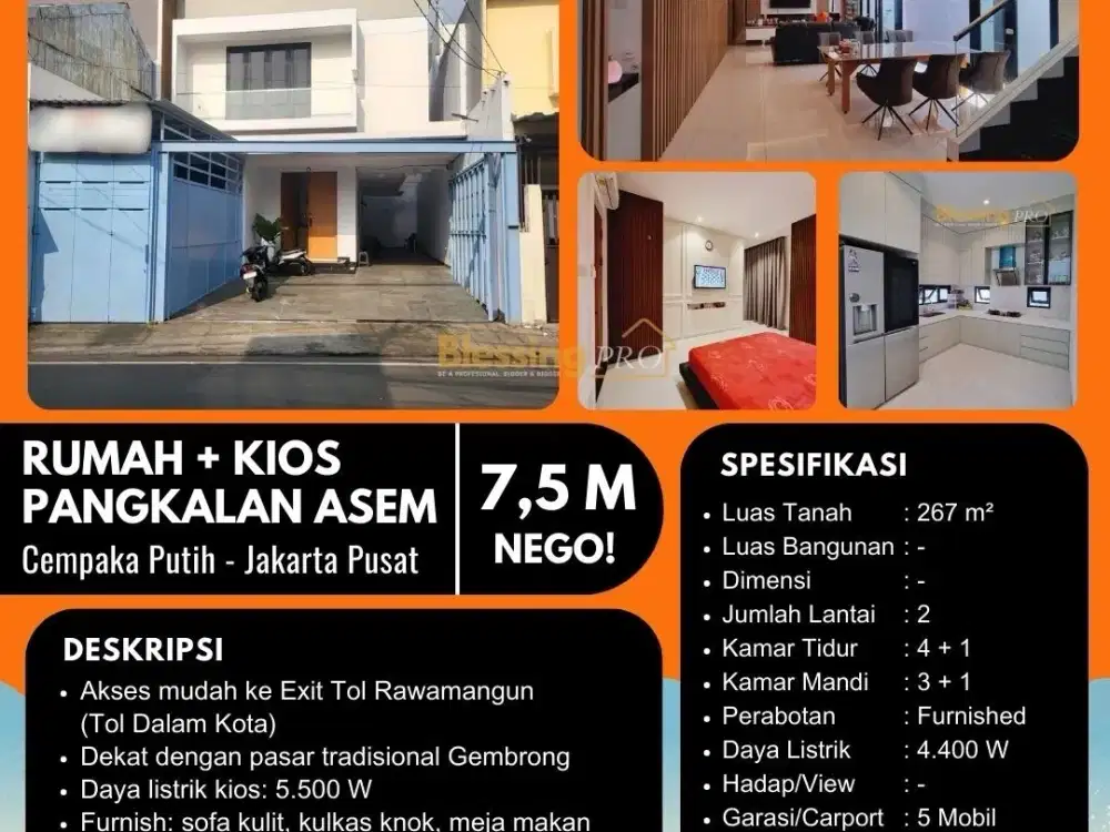 Dijual RUMAH + KIOS PANGKALAN ASEM NEGO!!!