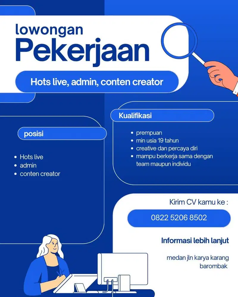 loker : Hots livee , conten creator dan admin