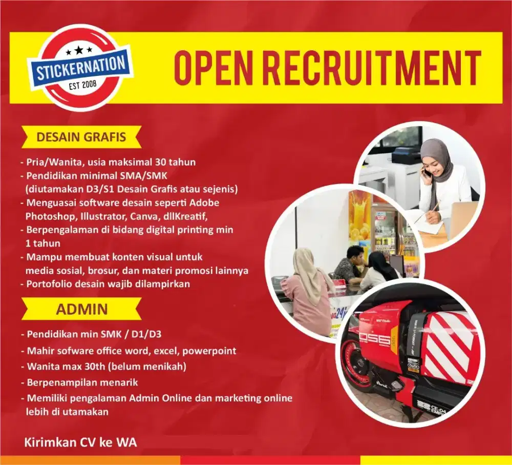 DIBUTUHKAN ADMIN DAN DESAINER GRAFIS