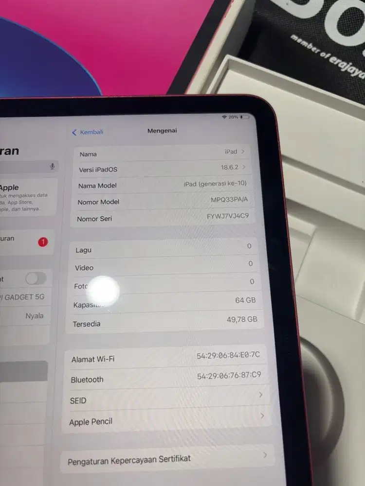 iPad Gen 10 64gb iBox wit Apple pencil