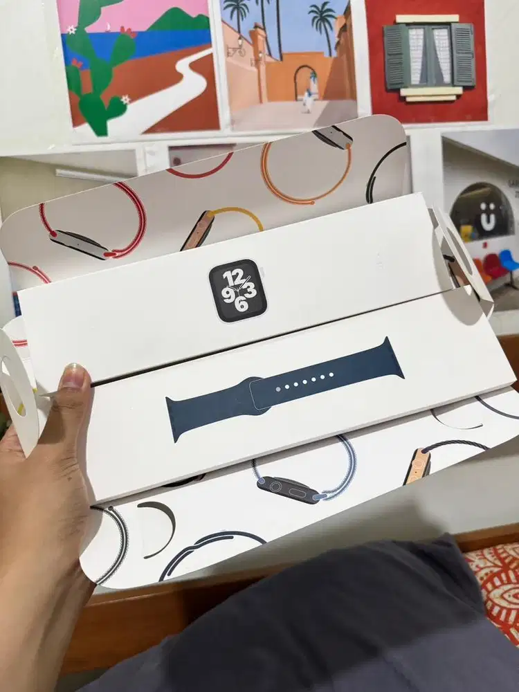 Dijual Iwatch SE 40mm - Sil Alu Abyss Blue Sport Band GPS  Fullset Ori