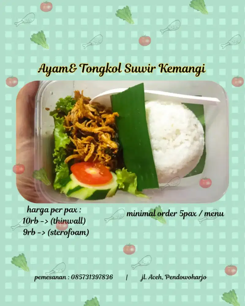 menerima pesanan ayam dan tongkol suwir kemangi