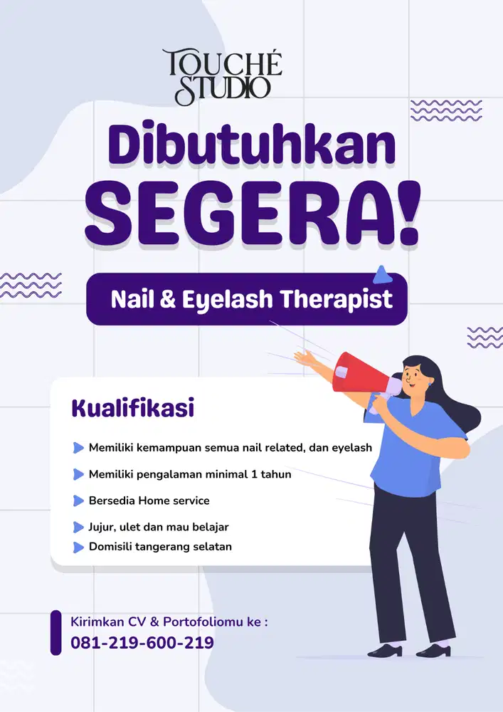 lowongan kerja nail eyelash therapist, nailist, nail artist