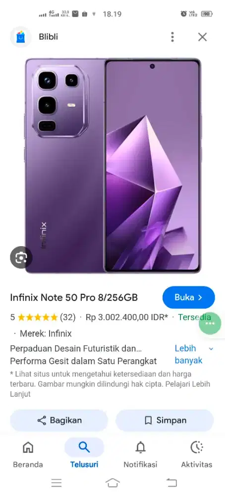 Jual hp infinix hp saja