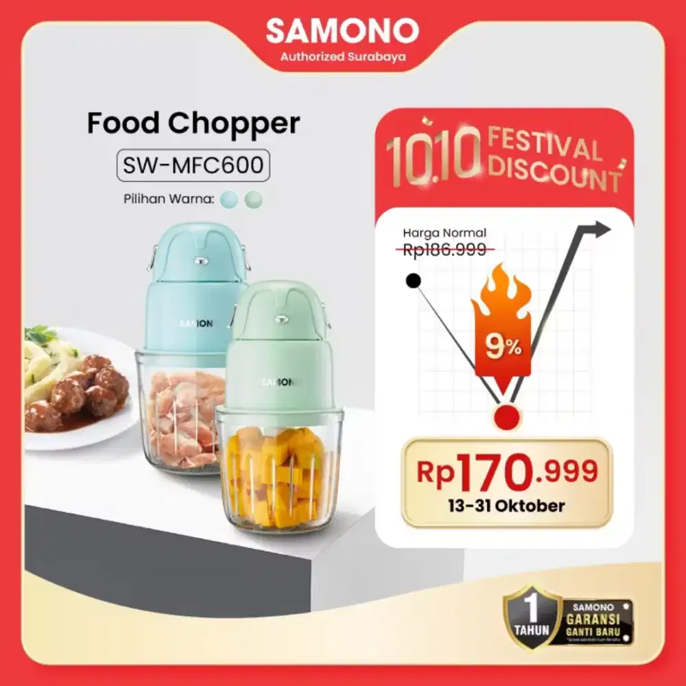 Food chopper samono blender MPASI daging bumbu kaca garansi samono