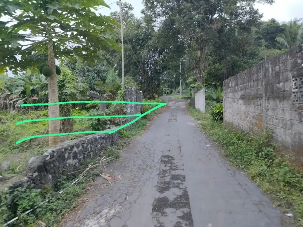 jual tanah luas -+131m2 lokasi barat pasar pakem jl kaliurang km 16