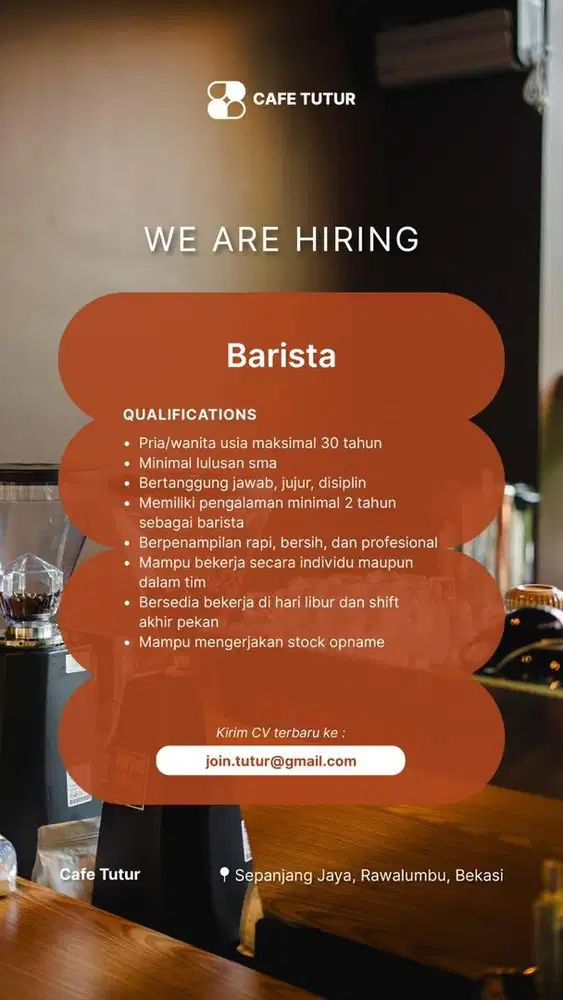 Gabung bersama kami, posisi Barista