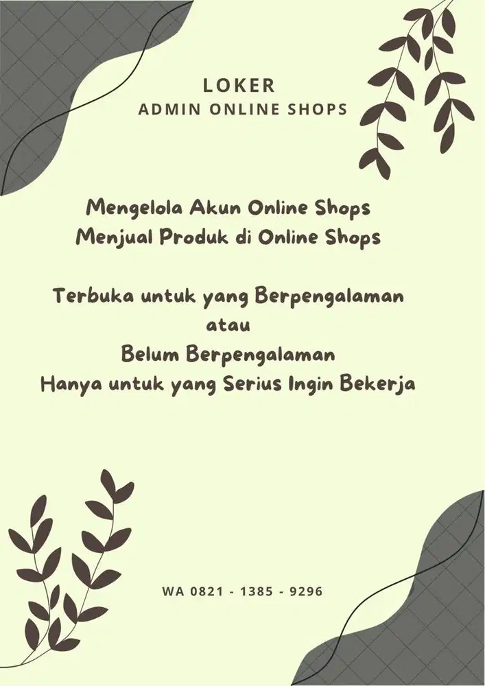 Loker Admin Online Shops