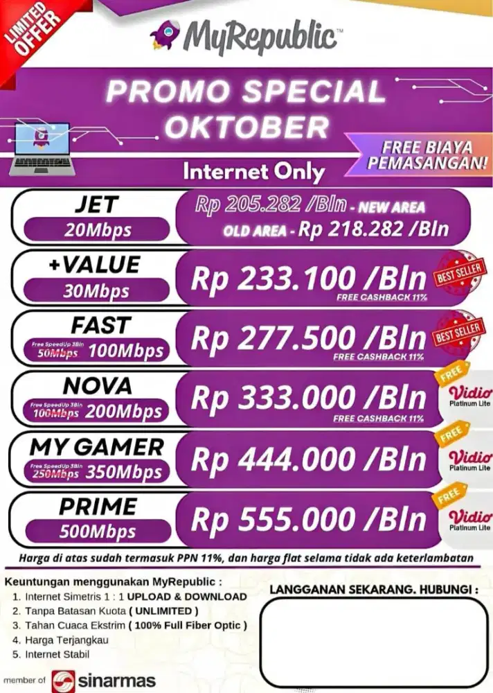 Promo Internet Wifi Optimal ( Oktober Maksimal ) Dari My Republic