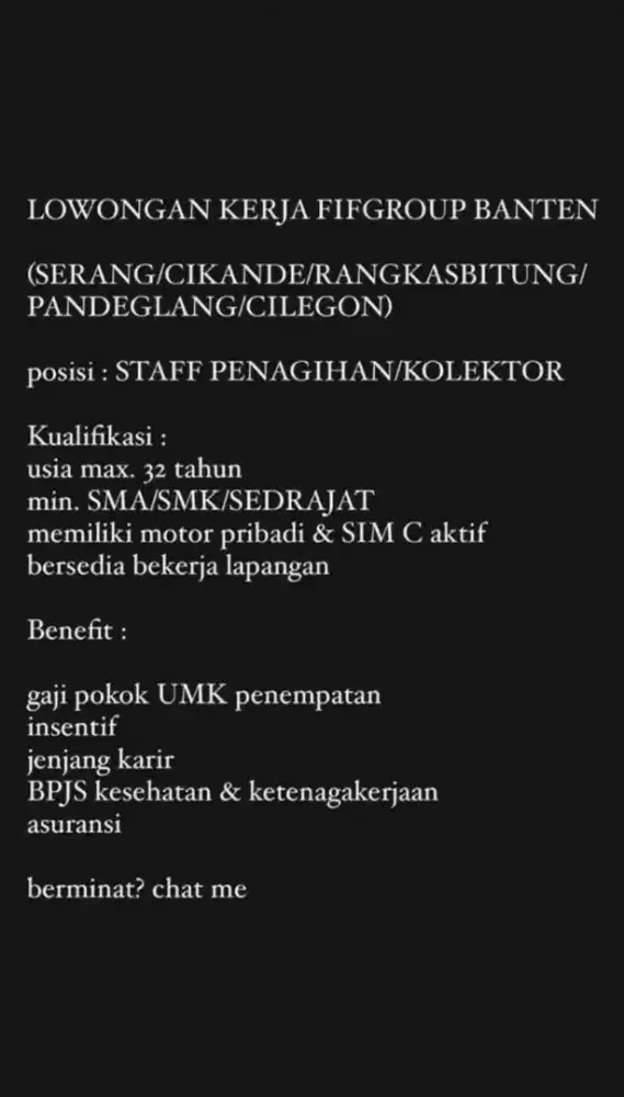 Lowongan Pekerjaan Junior Collection