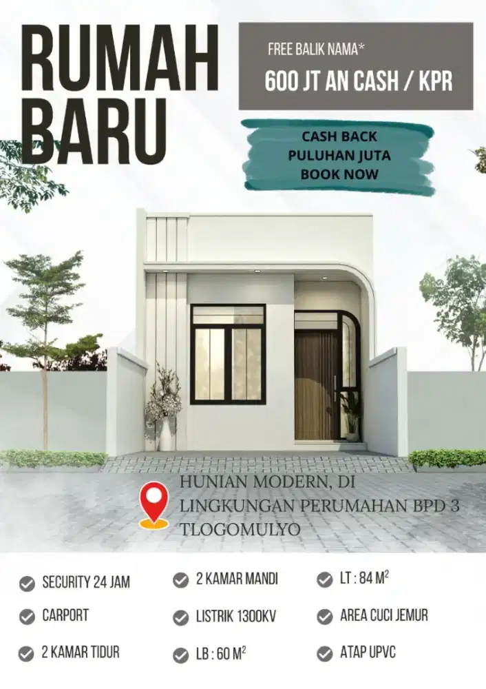 DI JUAL RUMAH BARU BAGUS LOKASI DI PERUM BPD 3 PEDURUNGAN