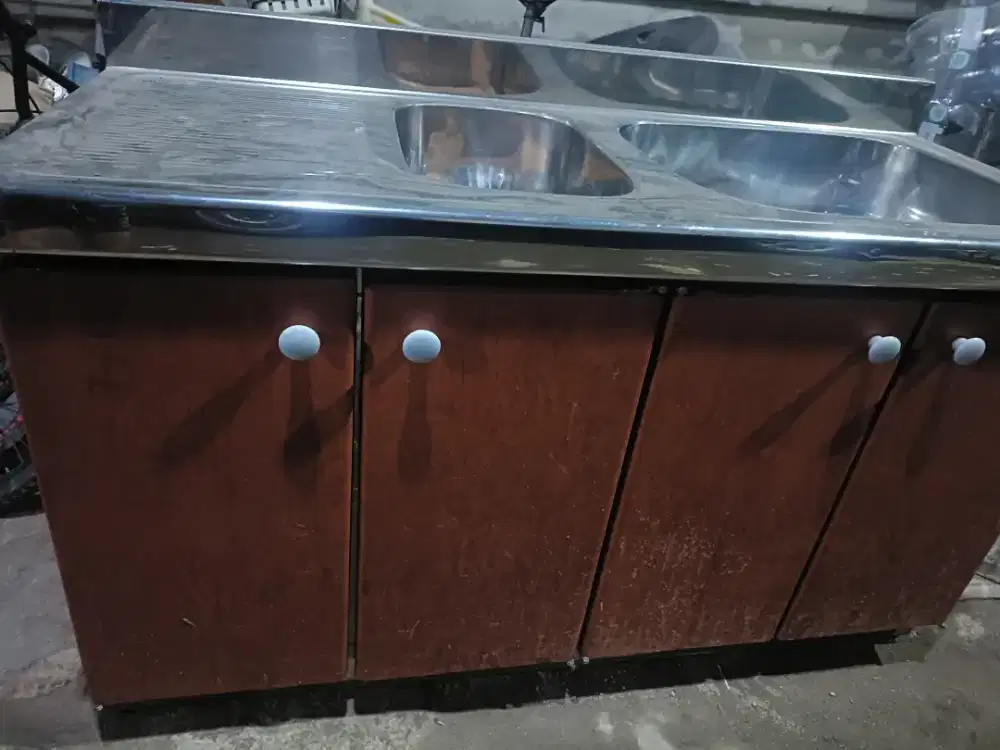 Tempat cuci piring+ lemari rak piring stainless steel