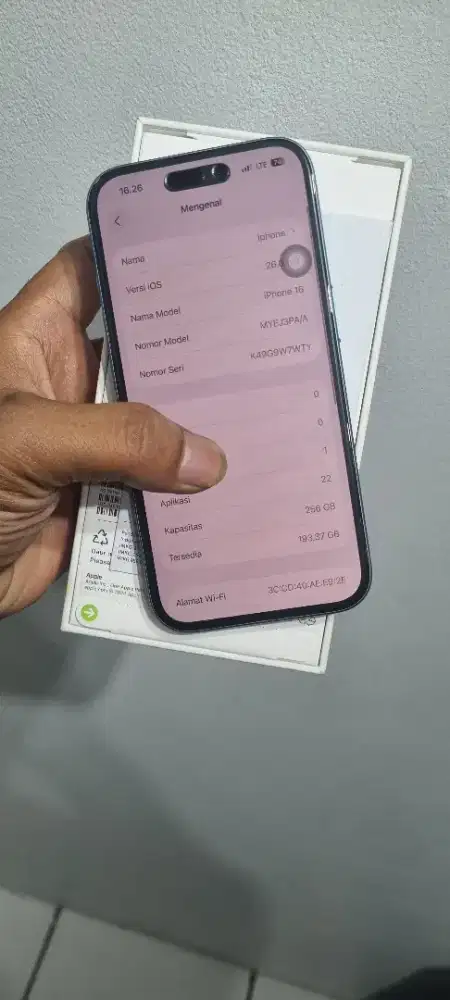 Iphone 16 256 gb ibox bh 100