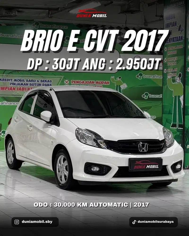 KM 30rb Honda Brio E CVT 2017 / 2018 Super Istimewa Bisa Barter Agya