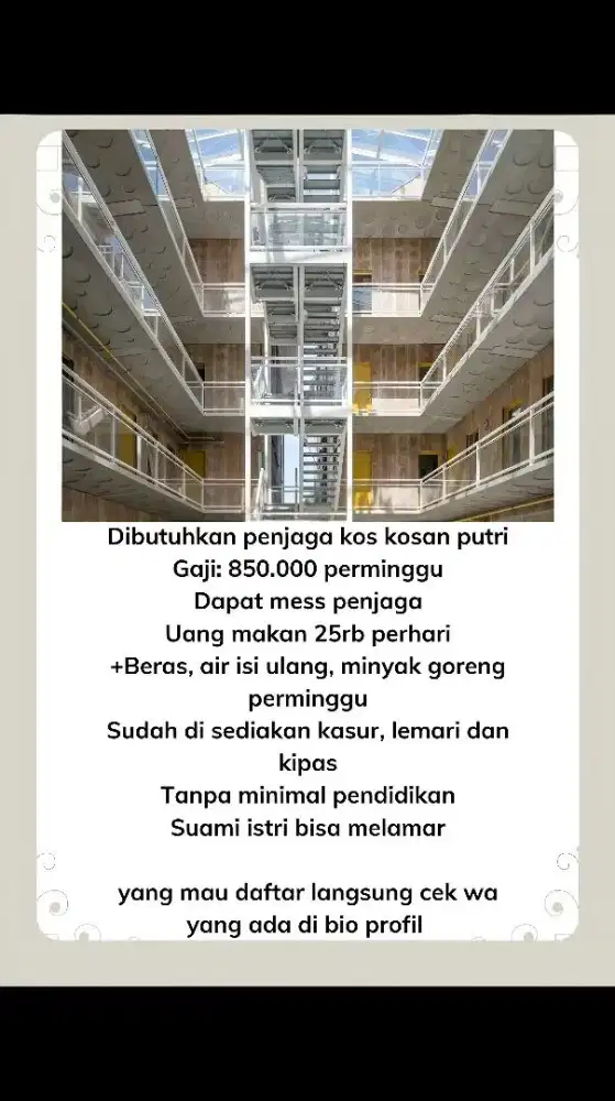 Lowongan kerja penjaga kos kosan