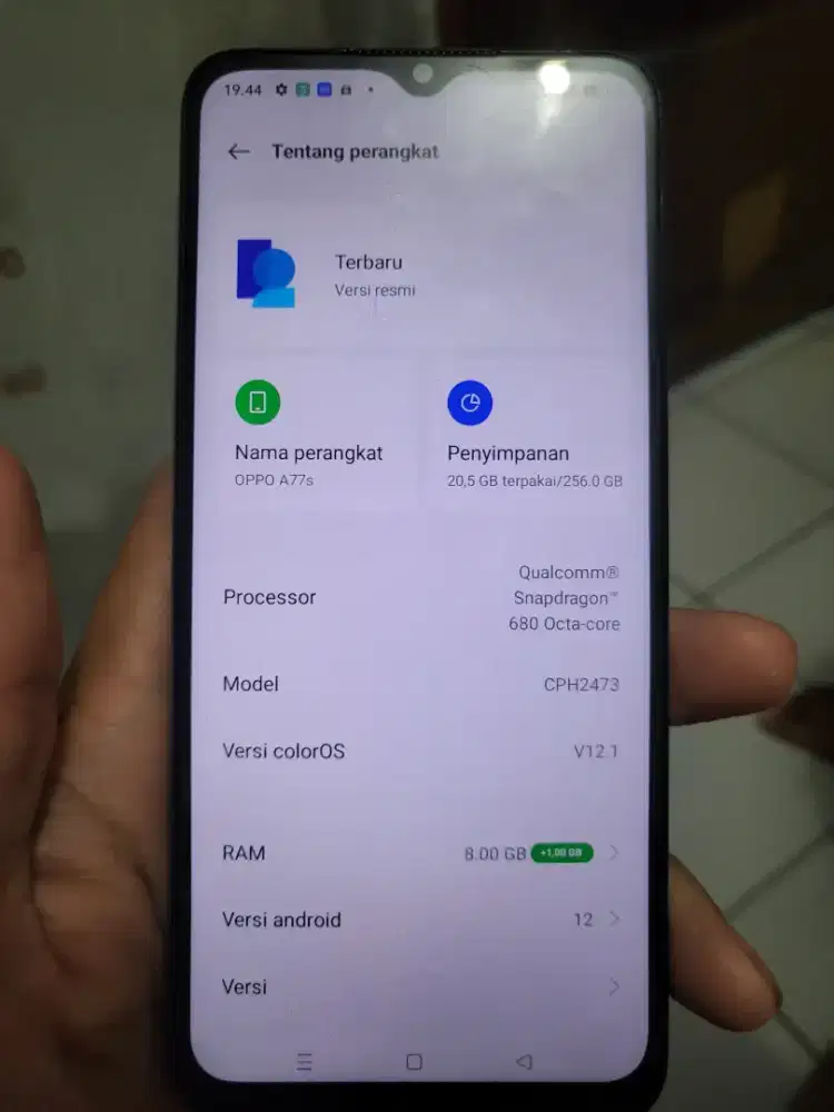 Oppo A77s Ram 8+4/128gb