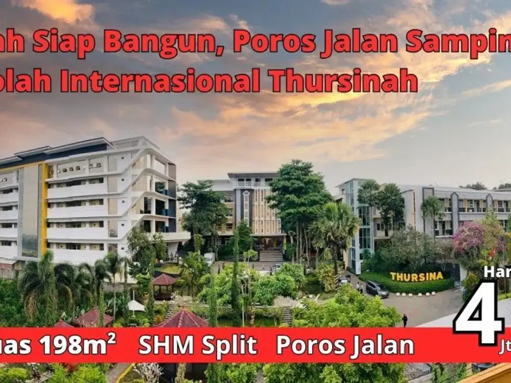 Kavling Siap Bangun, Samping Sekolah Internasional Thursina, SHM Siap Balik Nama