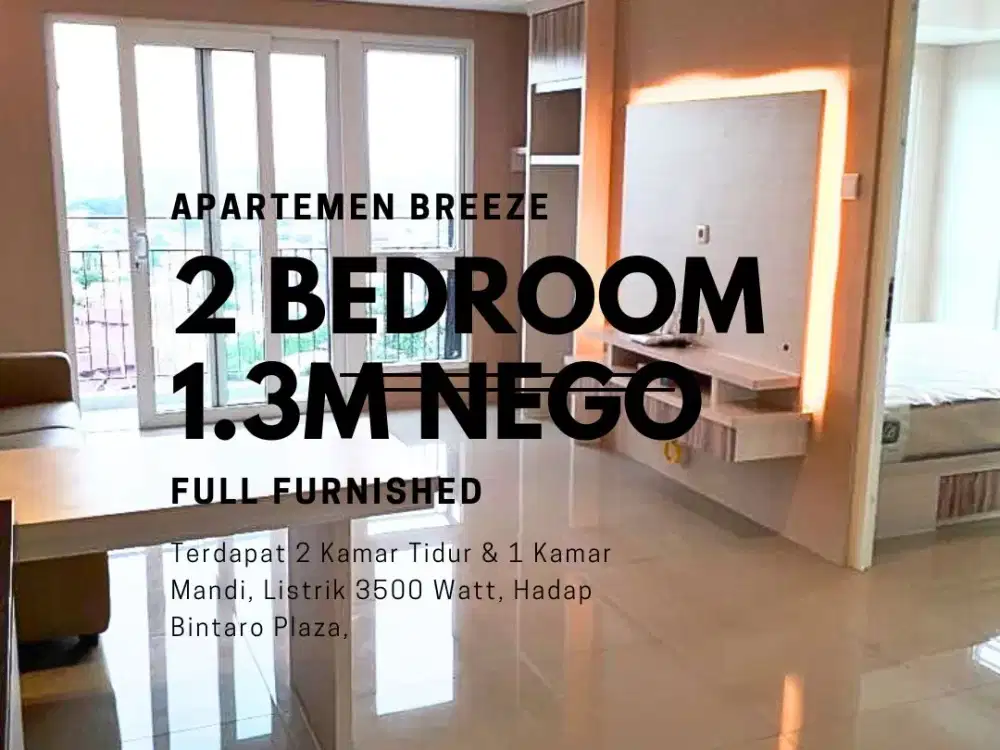 Dijual Apartemen Breeze 2 Bedroom Harga Dibawah Pasar Sudah Furnished Siap Huni Di Bintaro Jaya