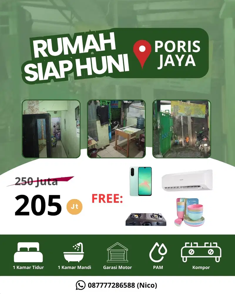 Dijual Rumah Minimalis 1 Lantai Poris Jaya Batuceper Tangerang Nego