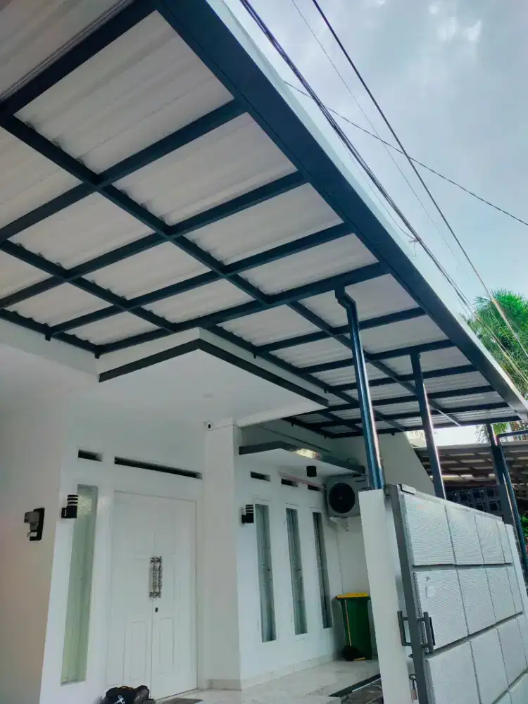 kanopi alderon dobel layer rangka besi hollow galvanis