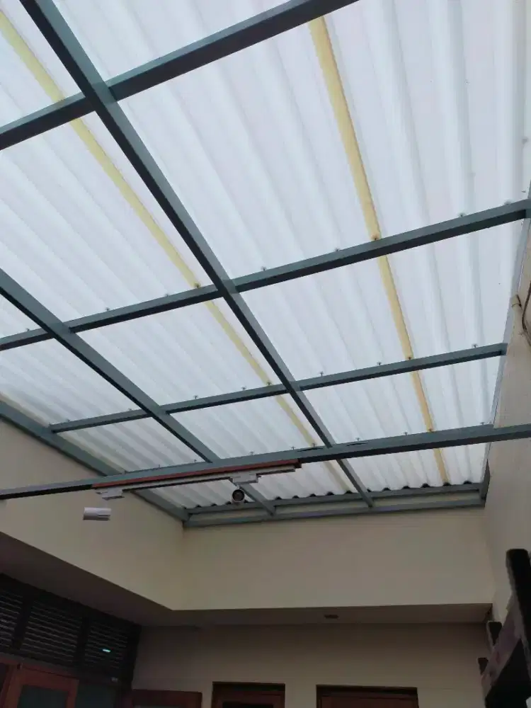 kanopi alderon semi transparan rangka besi hollow galvanis