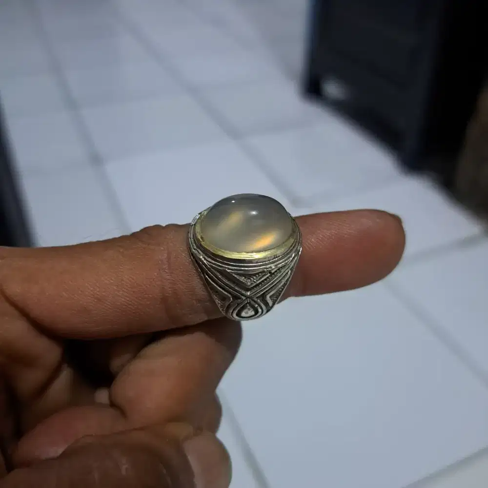 Natural batu akik white raflesia giwang nitik