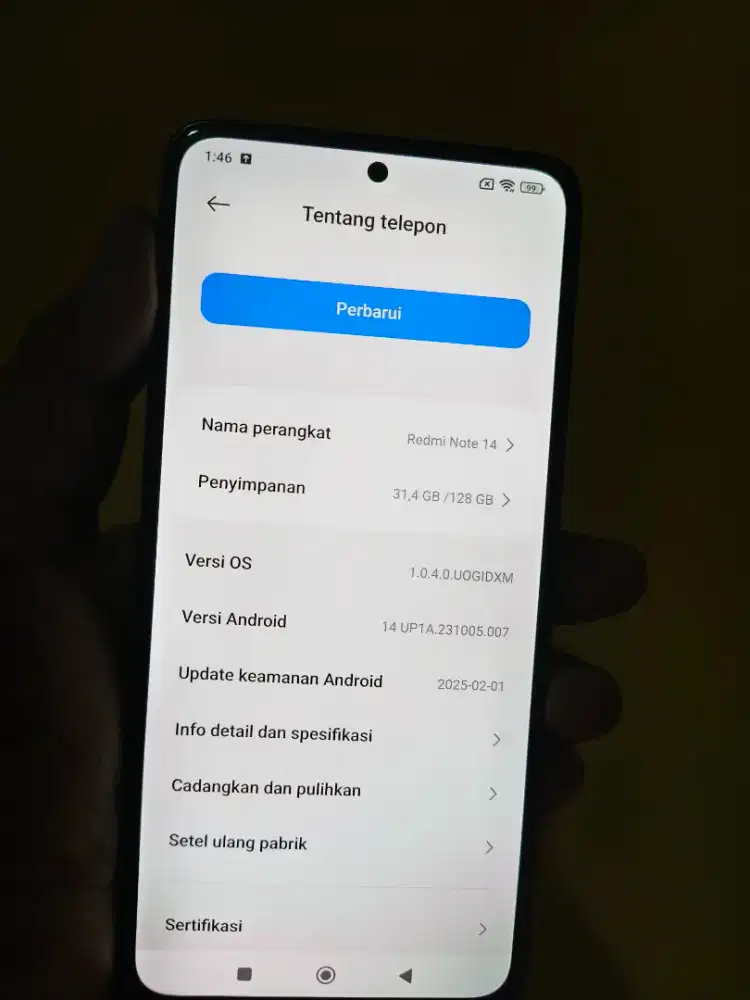 XIAOMI REDMI NOTE 14 4G BLACK 128GB ( UNIT DAN BOX , NO CHARGER )