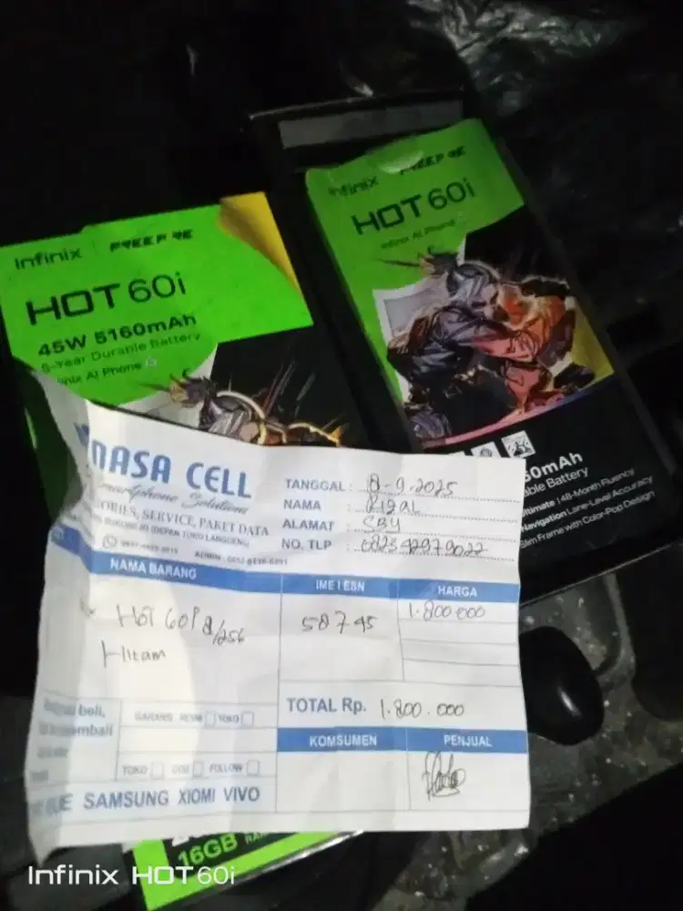 Dijual INFINIX HOT 60i 8+8/256 (NFC) Lengkap Super Normal Msih 1bulan