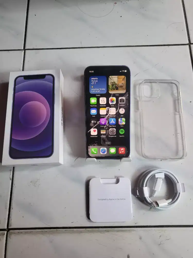 Iphone 12 mini 64gb purple inter all operator fulset mulus no minus
