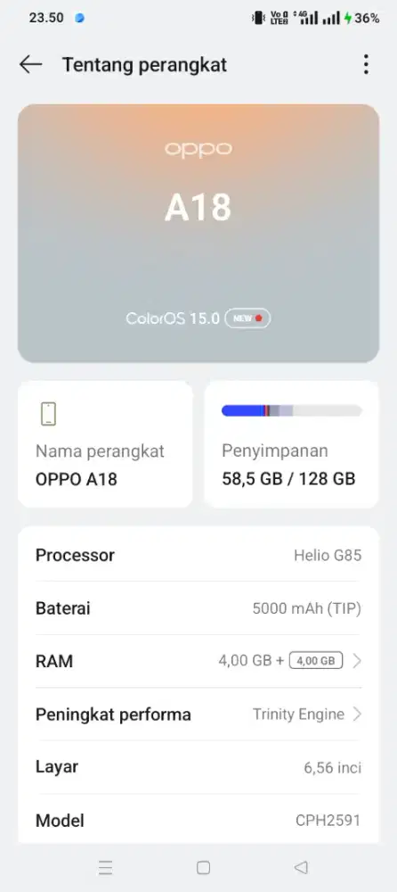 hape Oppo A18 untuk sej ada d.foto