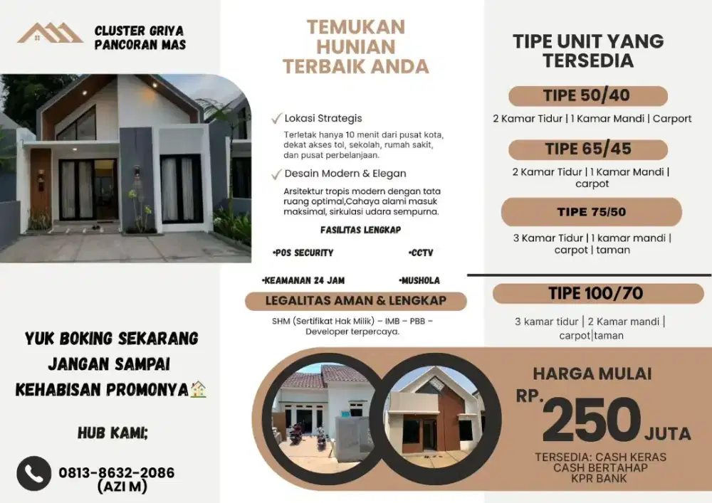 Rumah baru type 55/40 harga murah