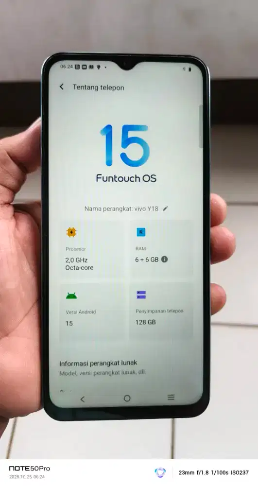 Vivo  y18 resmi  6+6/128 lecet pmkyan ja cas biasa NFC