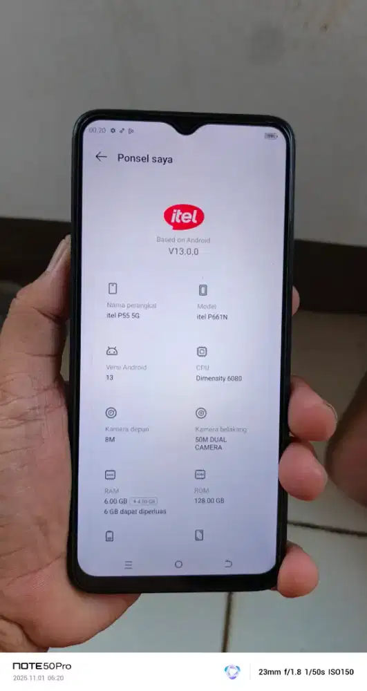 Itel p55  5G resmi  6+6/128 pmkyan ja