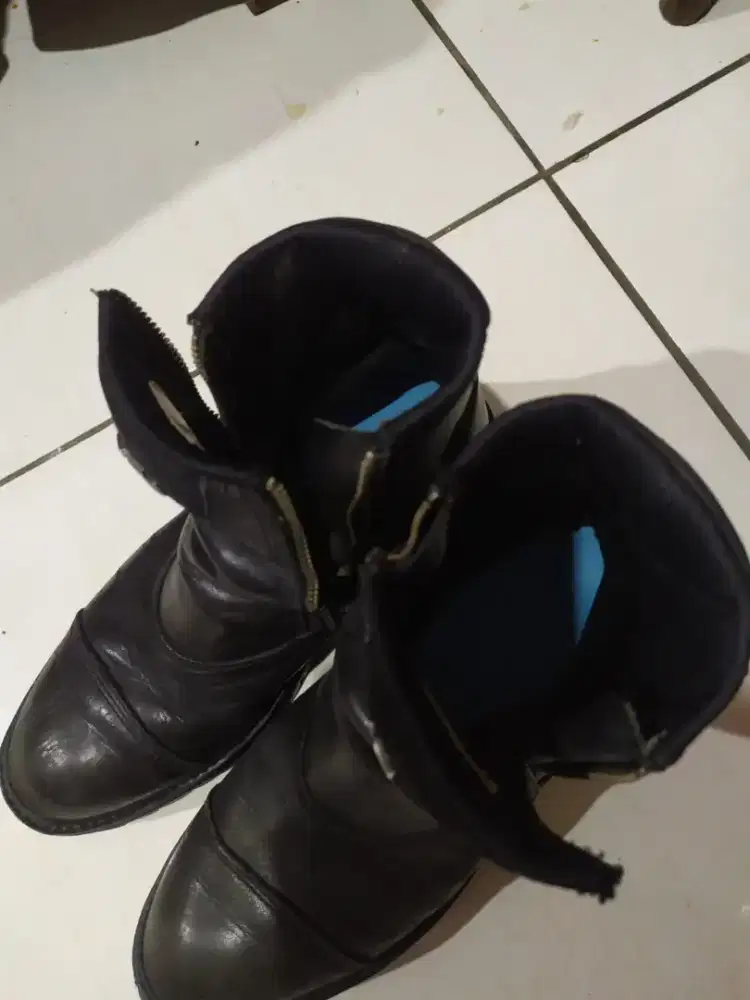 Sepatu kulit asli rider pria
