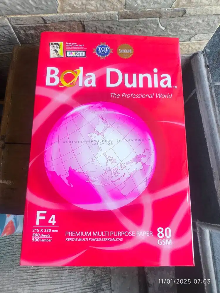 Bola Dunia F4 Kertas HVS Print Fotocopy 80gr gsm