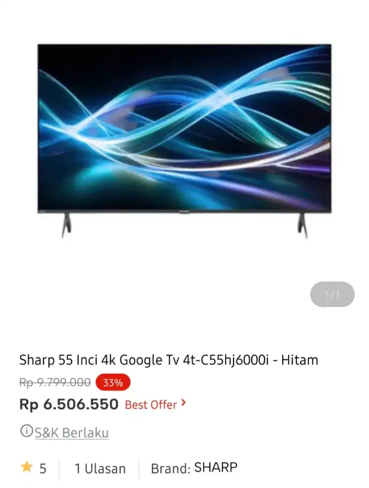 Sharp led google tv 55 inci 4T-C 55HJ60001I