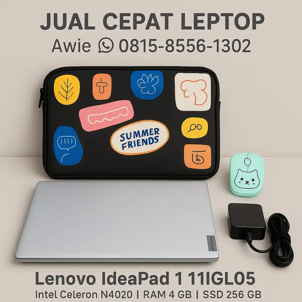 LENOVO IDEAPAD 1/Celeron N4020/DDR 4GB/SSD 256GB/11.6/CHARGER/TAS/MOS