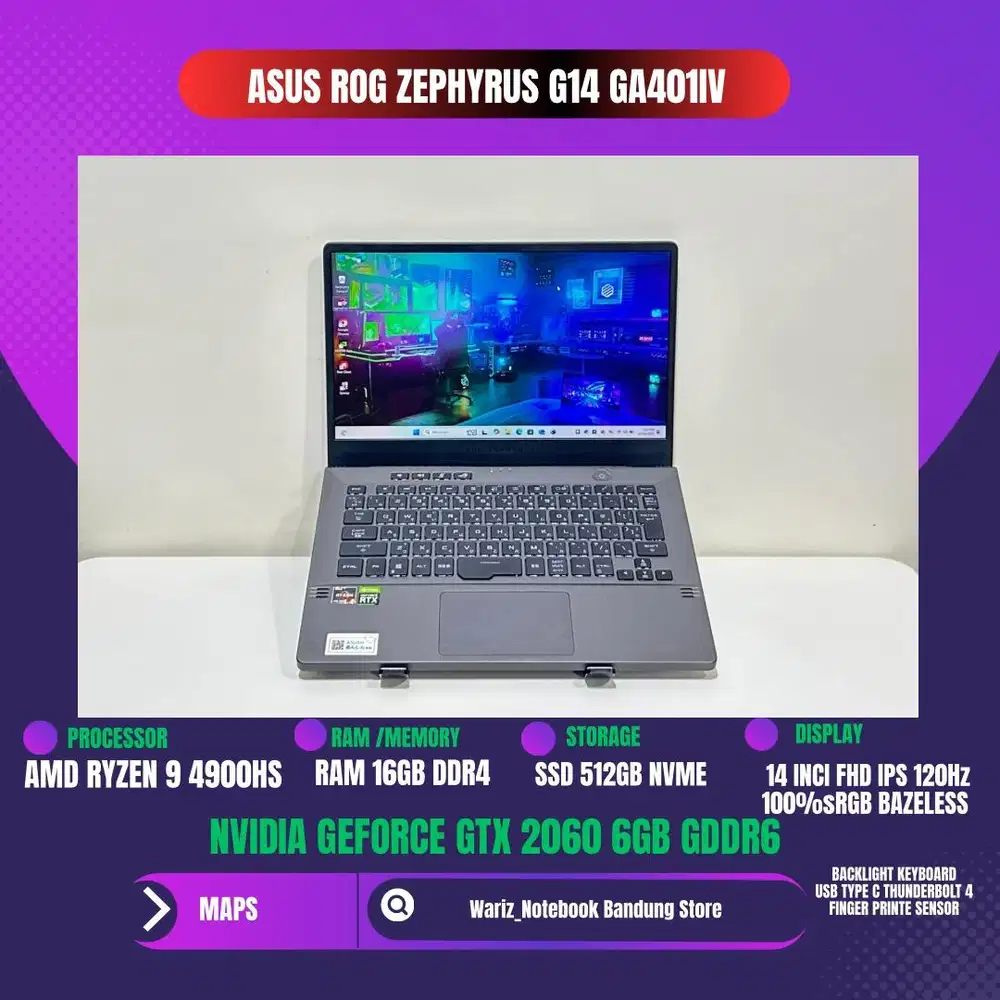 ASUS ROG ZEPHYRUS G14 GA401IV RYZEN 9 4900HS NVIDIA RTX 2060