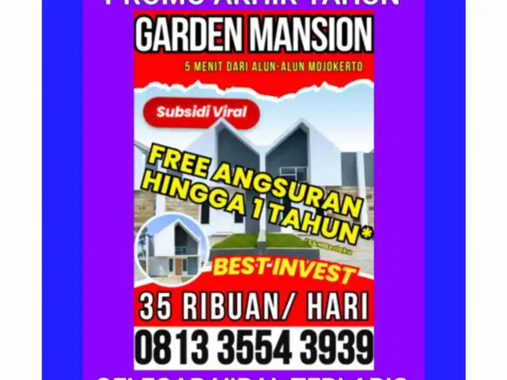 perumahan mojokerto terlaris viral garden mansion subsidi