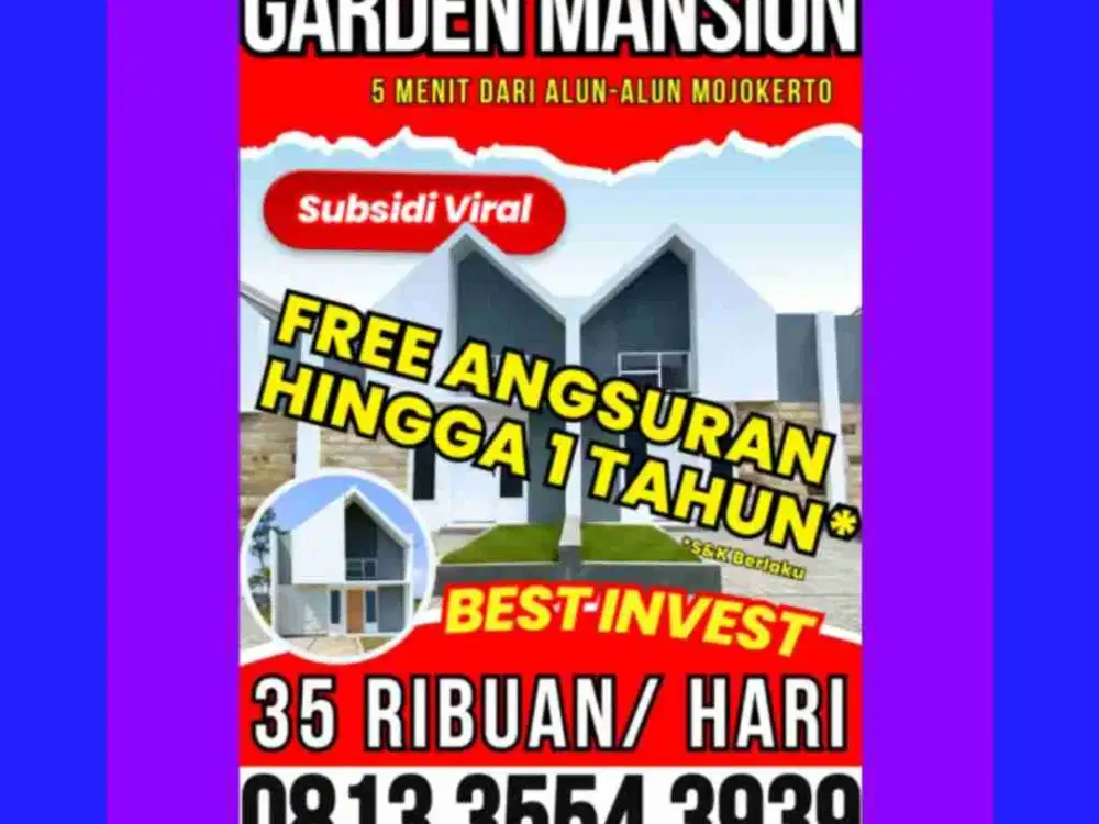 perumahan mojokerto subsidi terlaris viral garden mansion